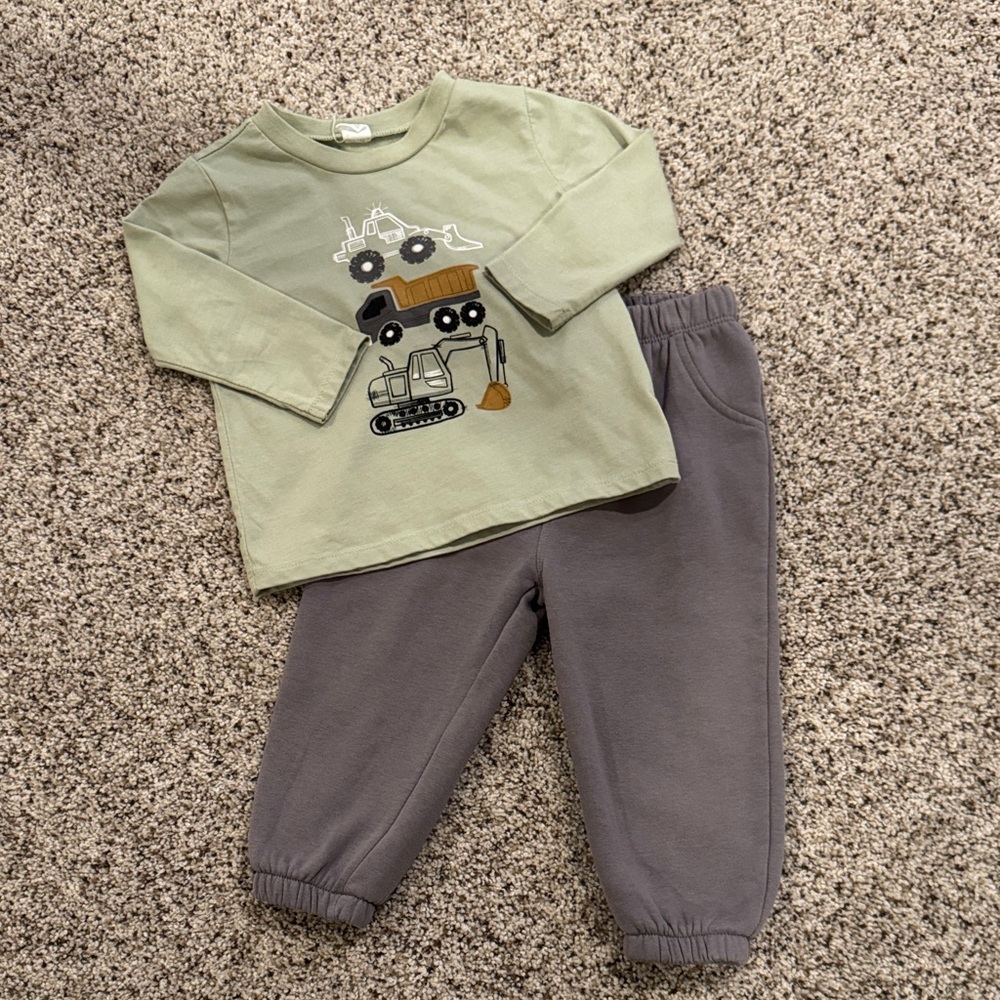 Kids Construction Theme Set - Sage and Charcoal